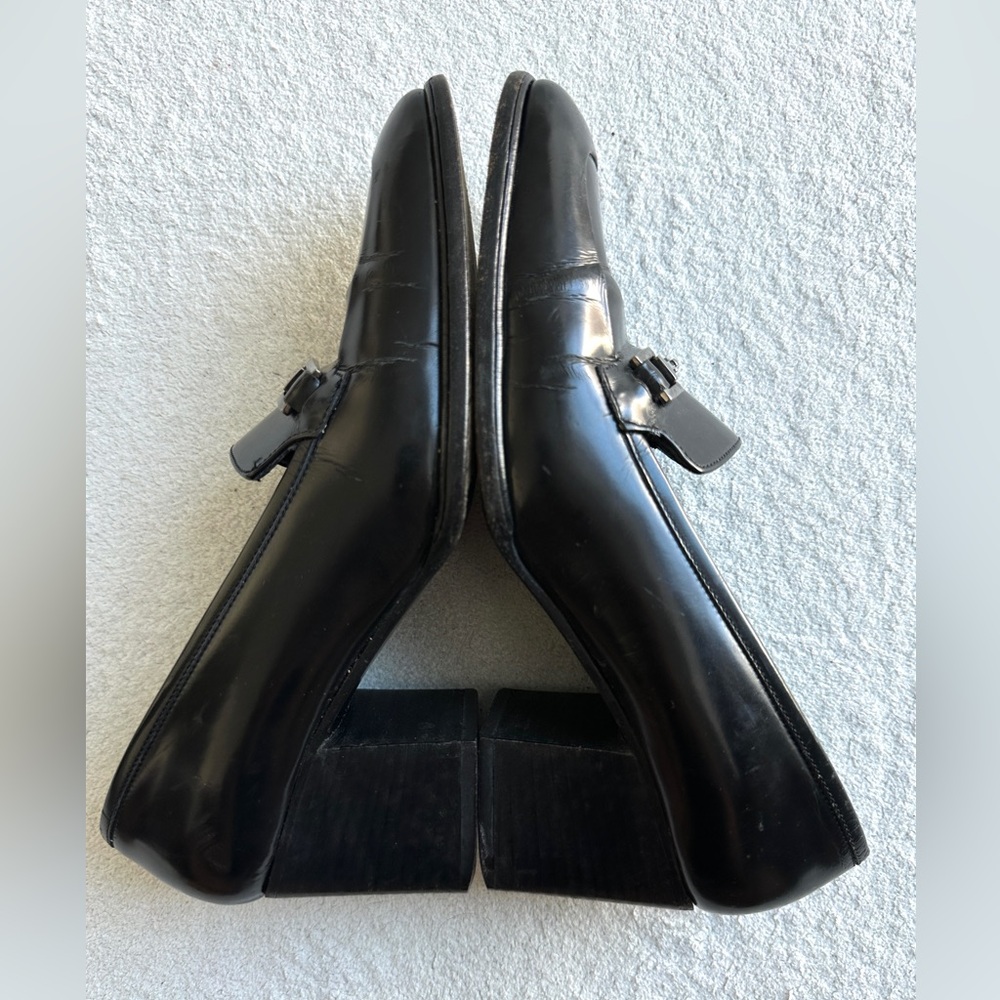 Vintage Gucci Horsebit Loafer Chunky Heel Black Leather Womens 6.5 - Picture 8 of 12